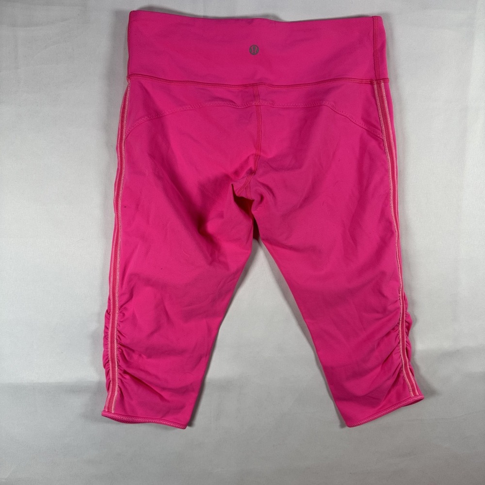 Lululemon Leggings Womens 8 Pink Capri Crop Ruched Side Yoga Athletic Pants - Picture 3 of 7